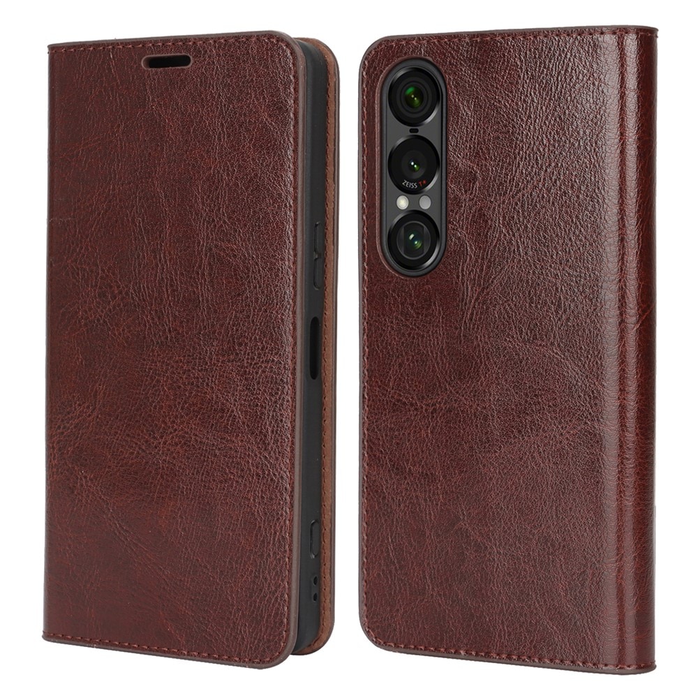 Mobiltaske Ægte Læder Sony Xperia 1 VII Mørkebrun