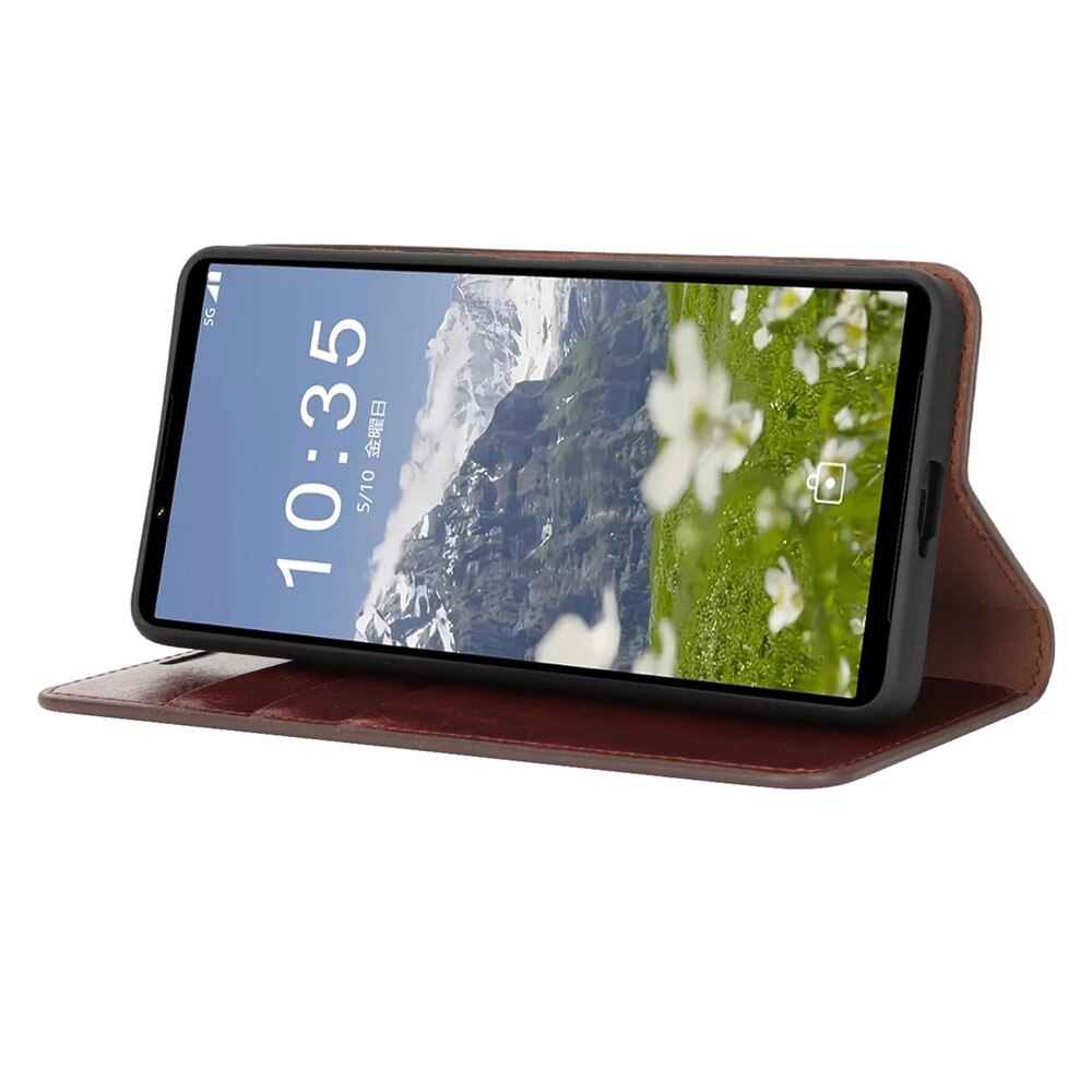 Mobiltaske Ægte Læder Sony Xperia 1 VII Mørkebrun
