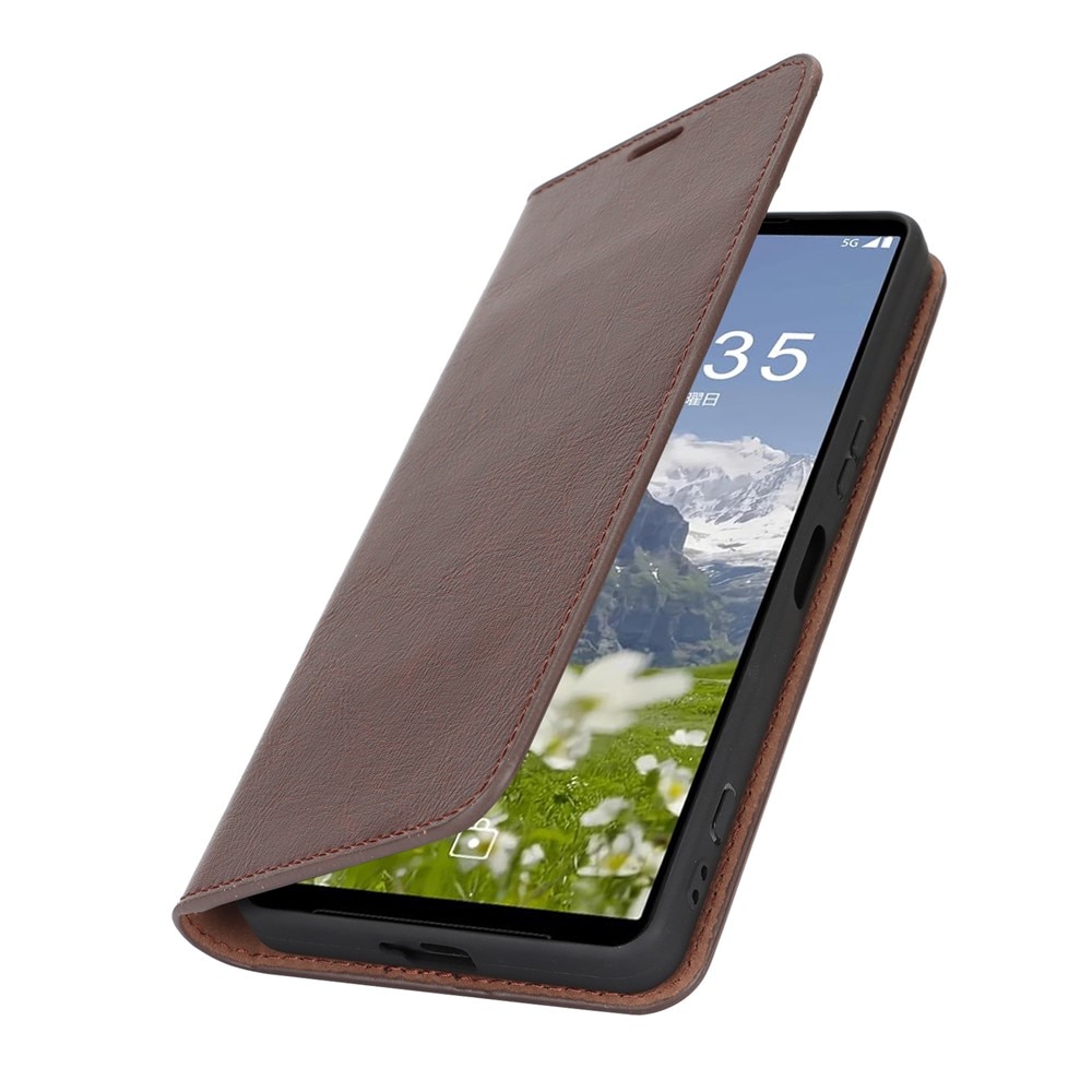 Mobiltaske Ægte Læder Sony Xperia 1 VII Mørkebrun