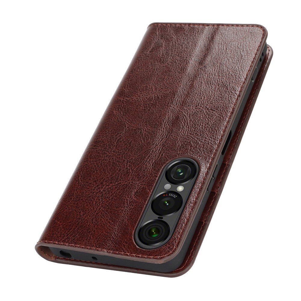 Mobiltaske Ægte Læder Sony Xperia 1 VII Mørkebrun