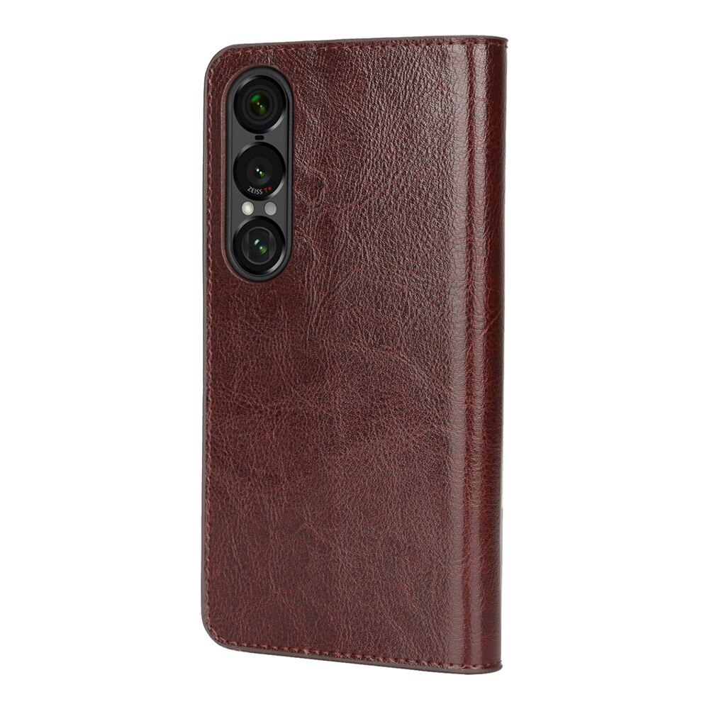 Mobiltaske Ægte Læder Sony Xperia 1 VII Mørkebrun