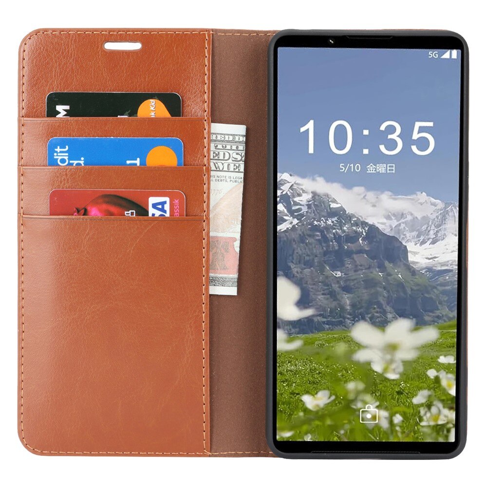 Mobiltaske Ægte Læder Sony Xperia 1 VII Brun