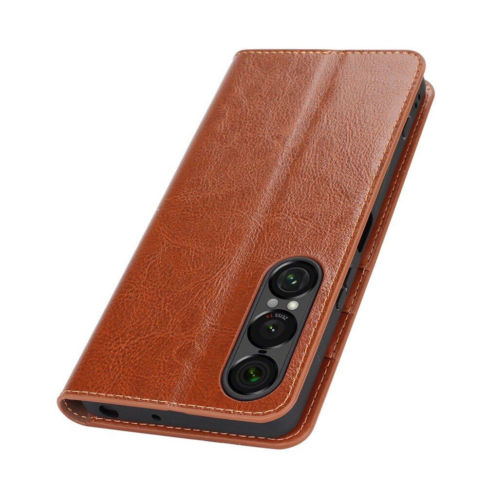 Mobiltaske Ægte Læder Sony Xperia 1 VII Brun