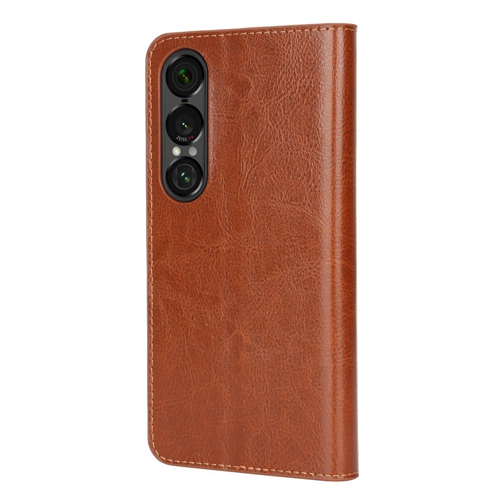 Mobiltaske Ægte Læder Sony Xperia 1 VII Brun