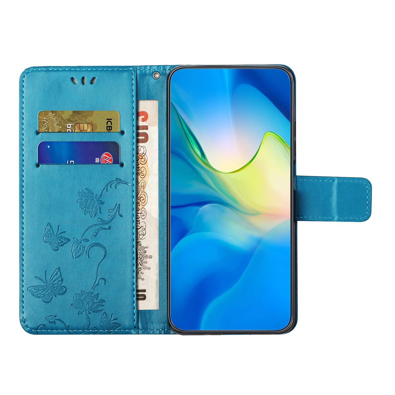 Læderetui Sommerfugle Samsung Galaxy S25 FE Blå