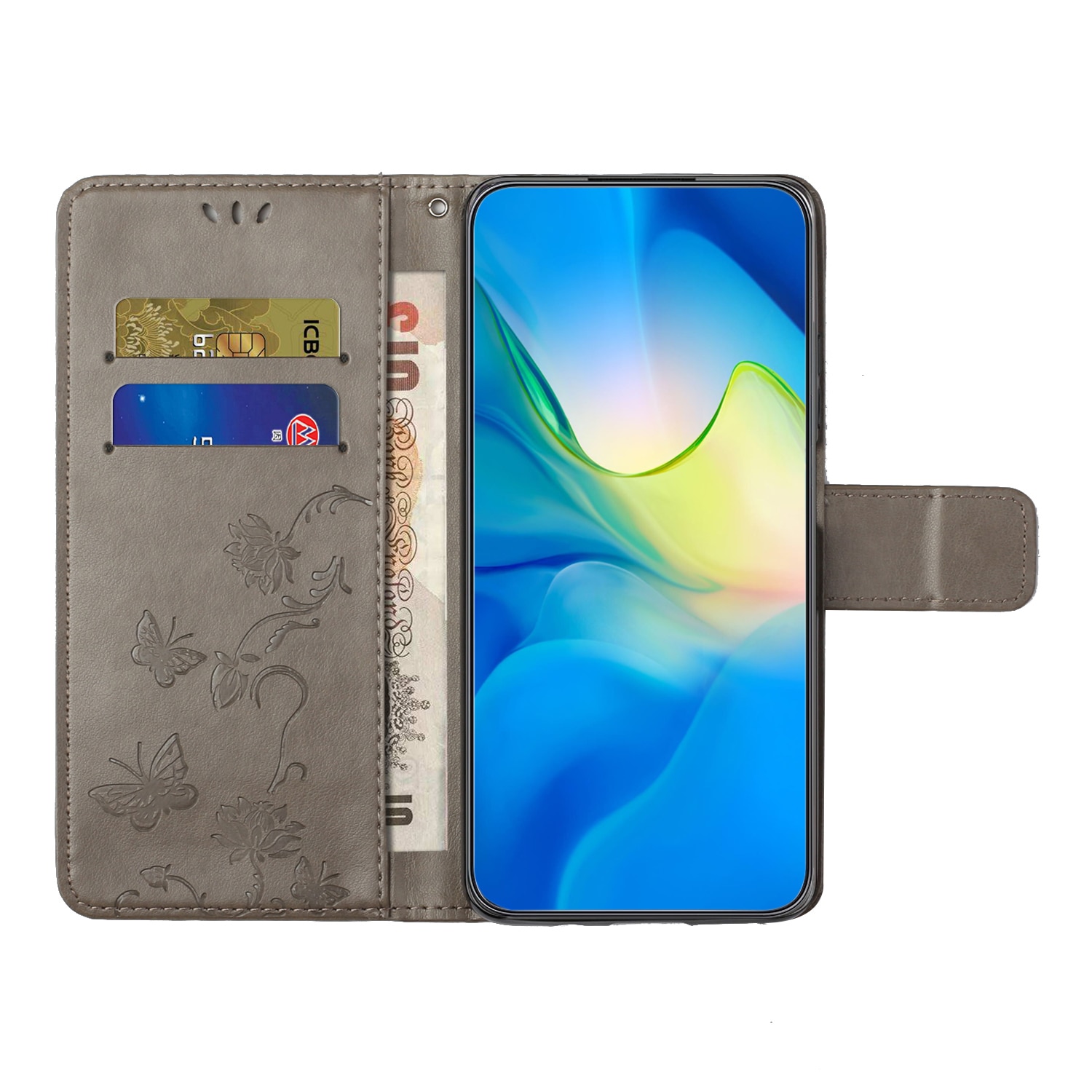 Læderetui Sommerfugle Samsung Galaxy S25 FE Grå