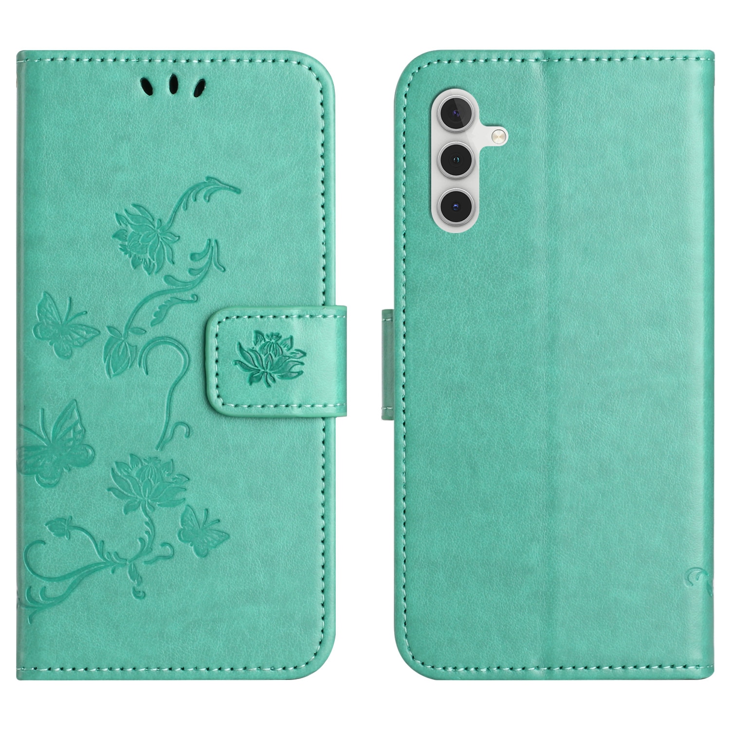 Læderetui Sommerfugle Samsung Galaxy S25 FE Grøn