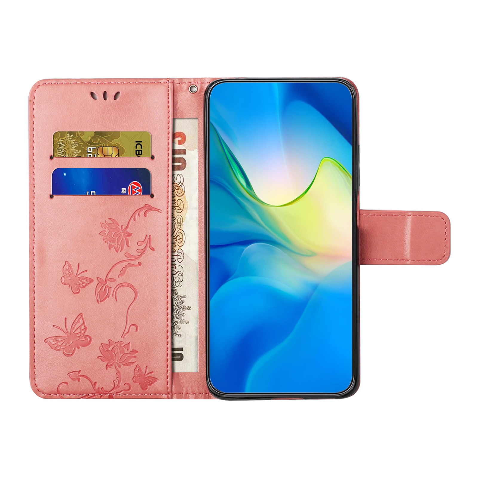 Læderetui Sommerfugle Samsung Galaxy S25 FE Lyserød