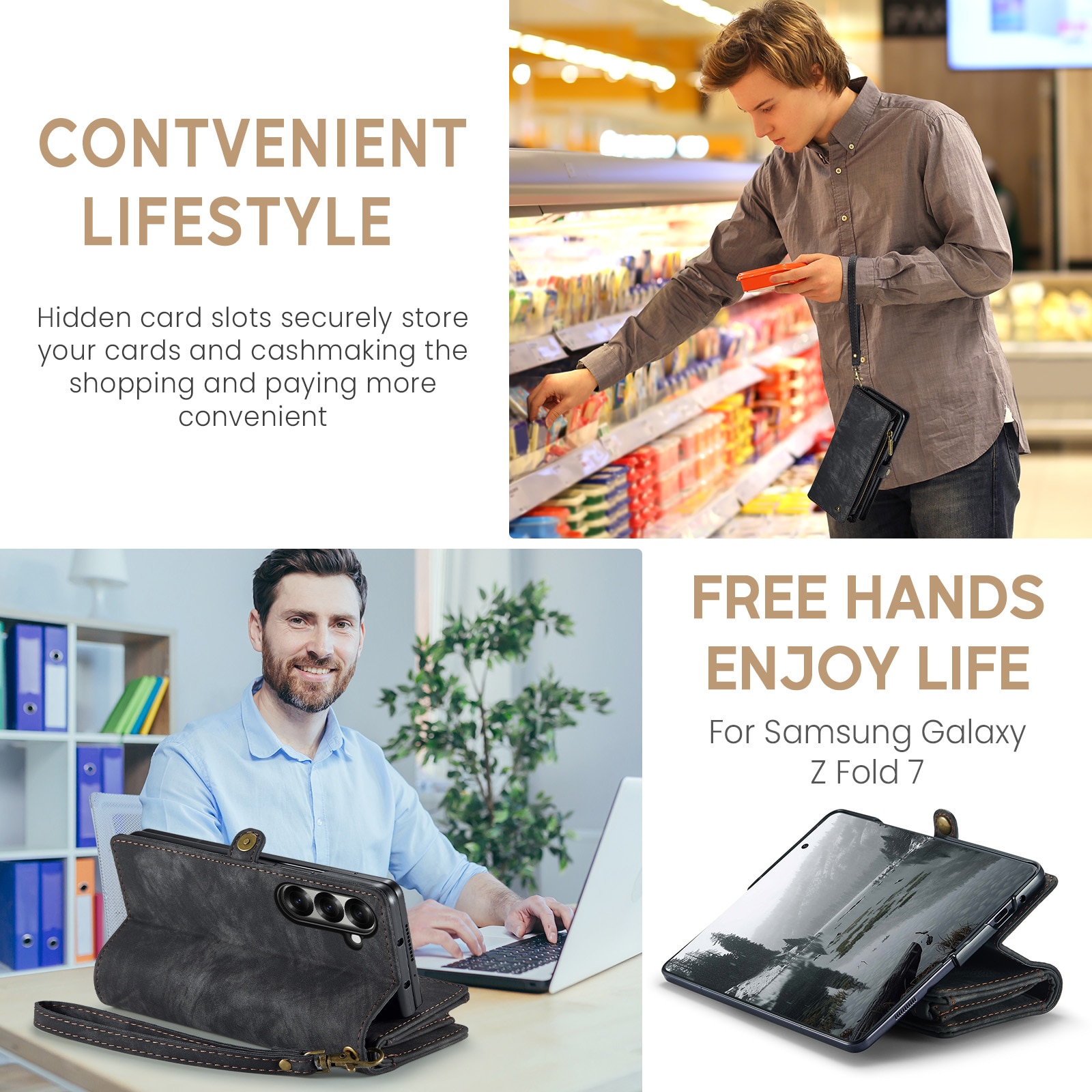 Multi-slot Mobiltaske Samsung Galaxy Z Fold 7 Grå
