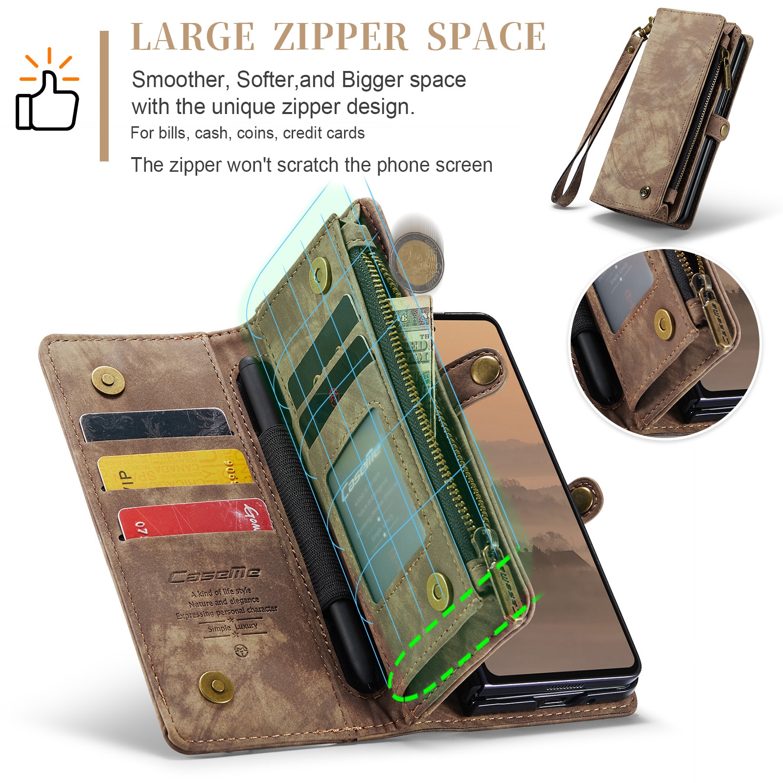 Multi-slot Mobiltaske Samsung Galaxy Z Fold 7 Brun