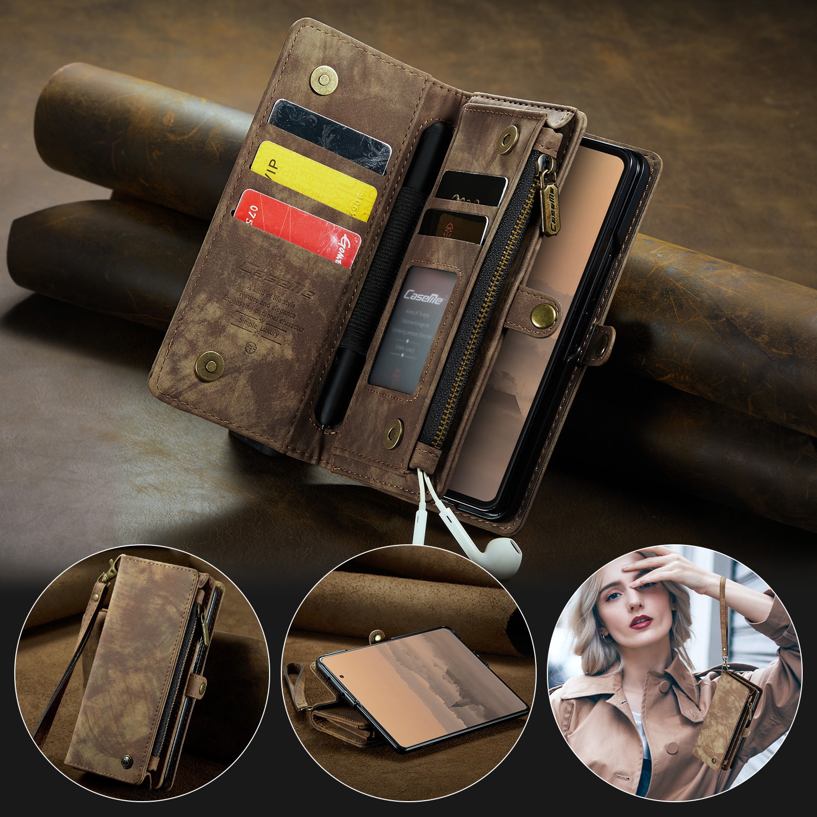 Multi-slot Mobiltaske Samsung Galaxy Z Fold 7 Brun
