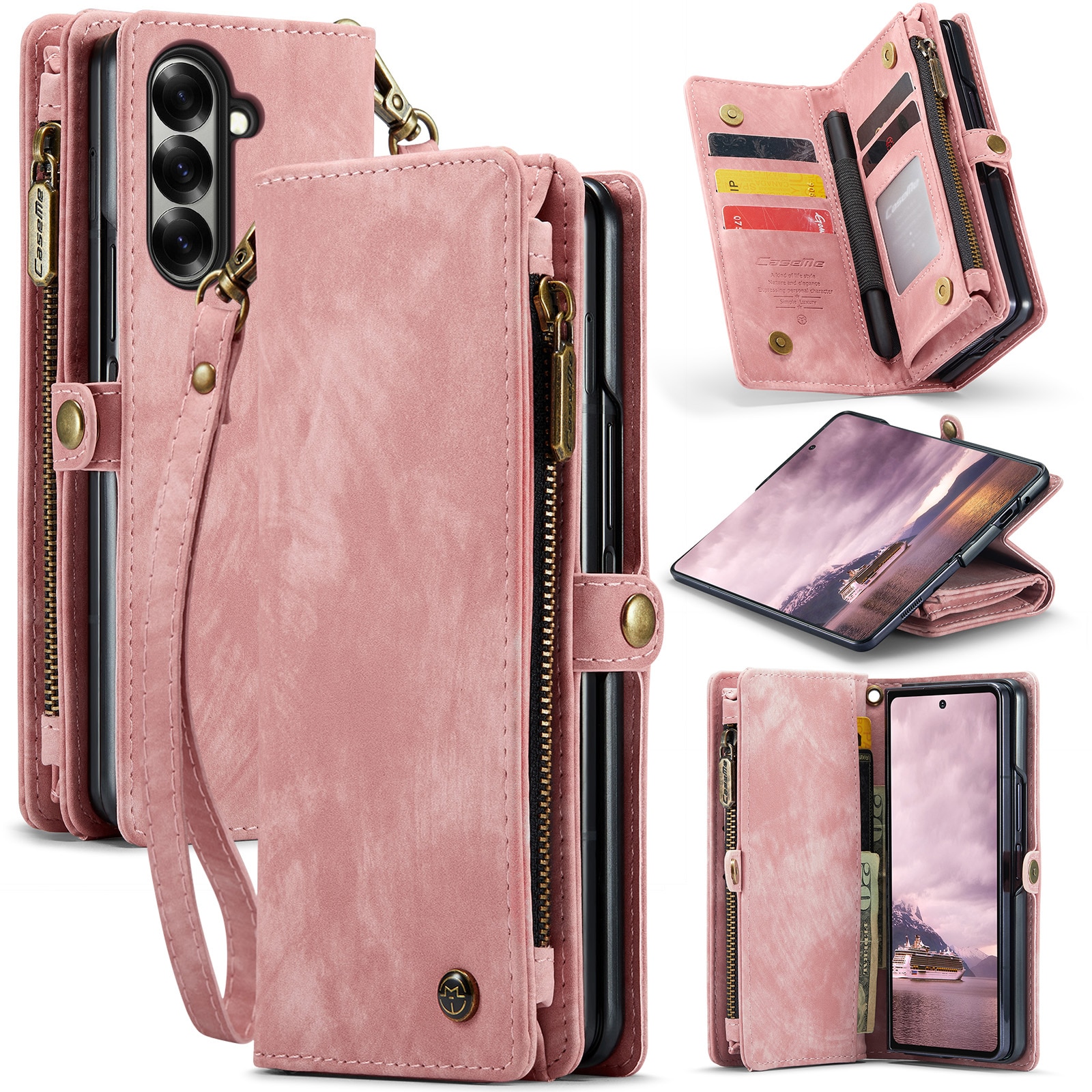 Multi-slot Mobiltaske Samsung Galaxy Z Fold 7 Lyserød