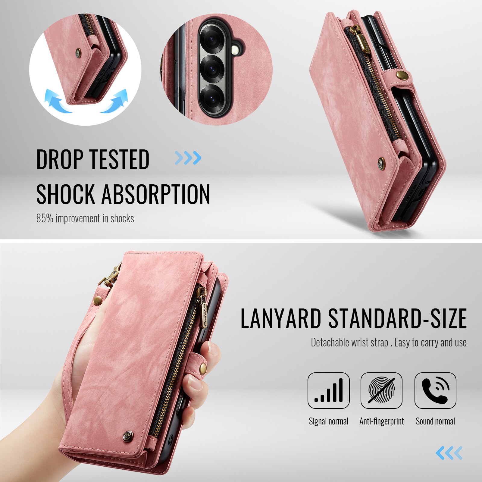 Multi-slot Mobiltaske Samsung Galaxy Z Fold 7 Lyserød