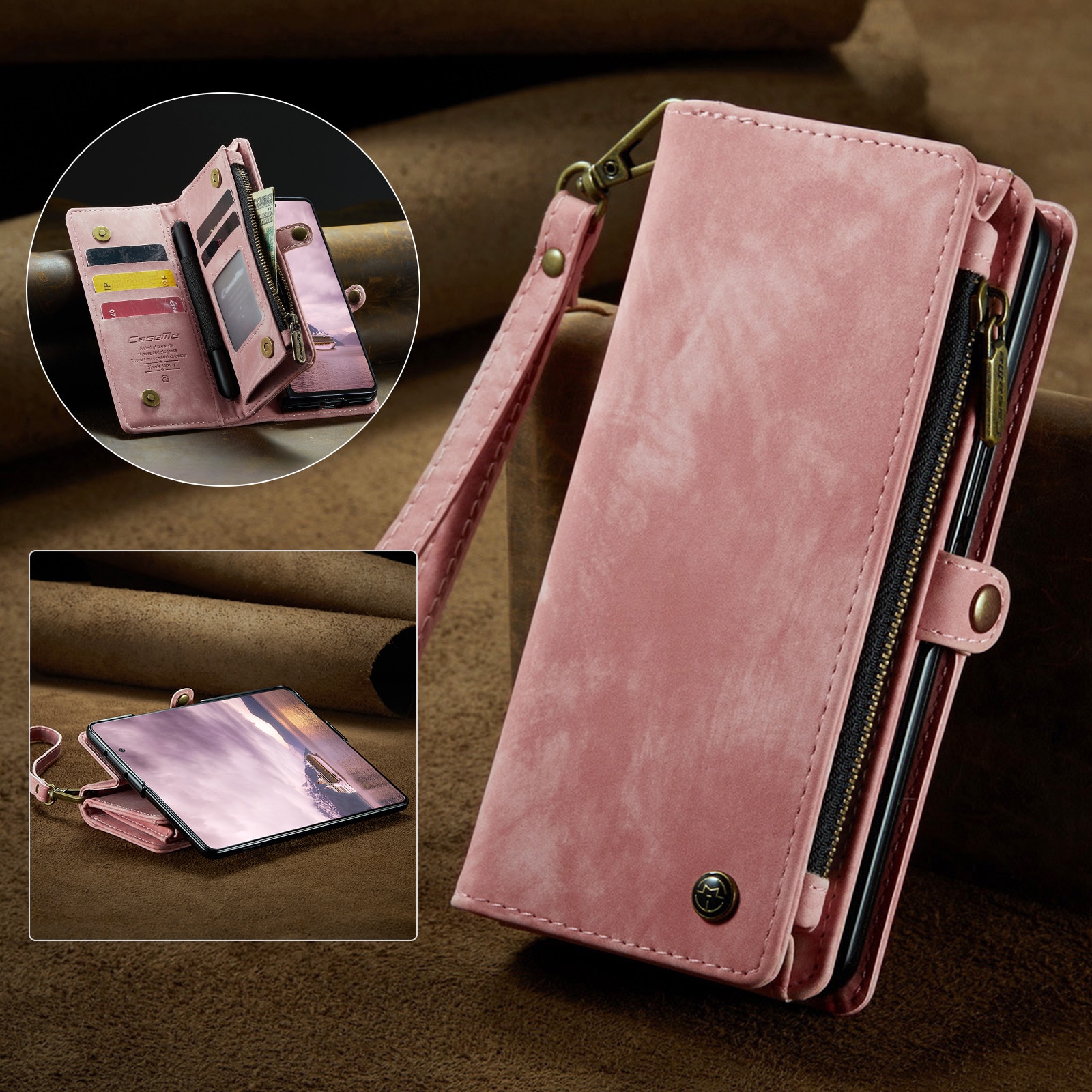 Multi-slot Mobiltaske Samsung Galaxy Z Fold 7 Lyserød