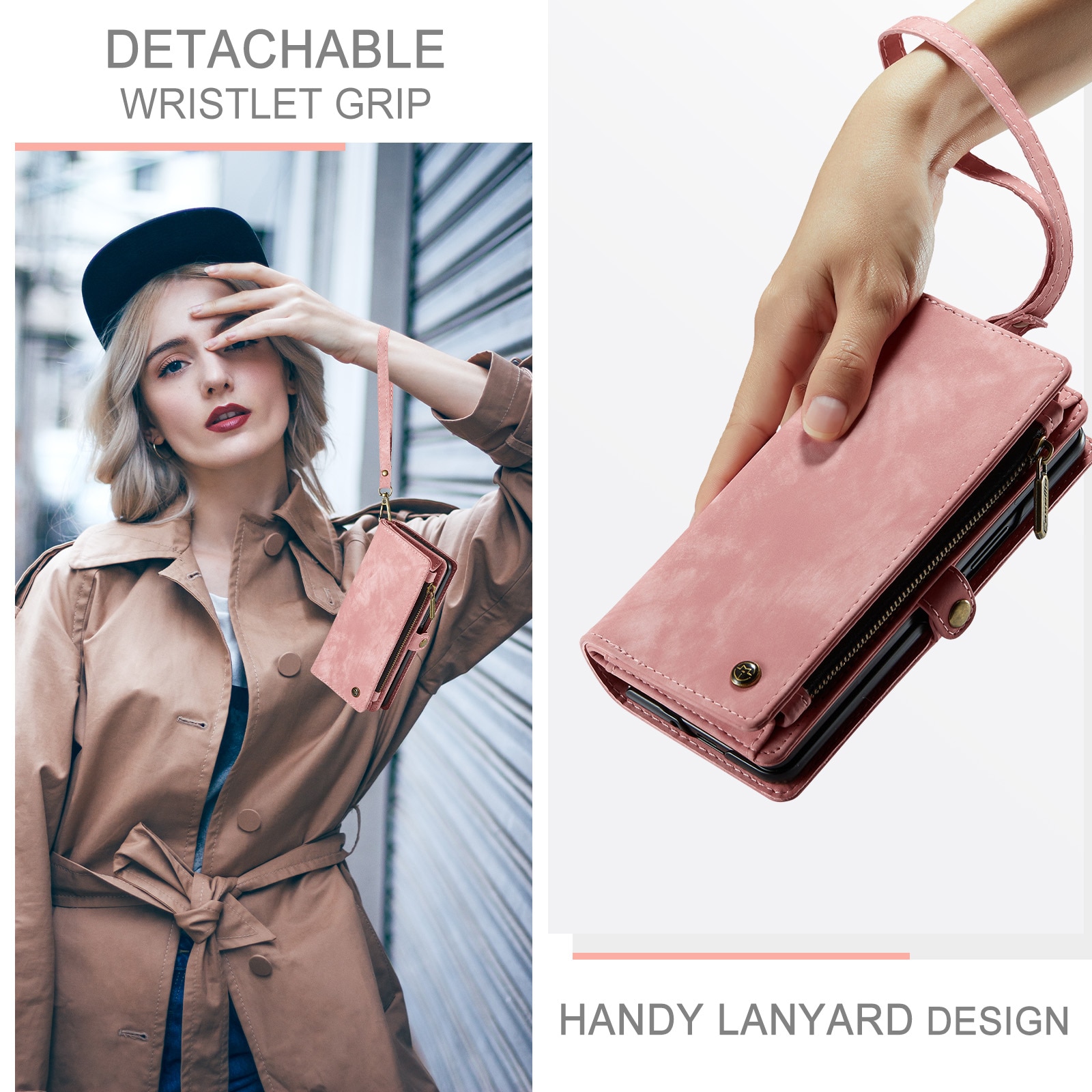 Multi-slot Mobiltaske Samsung Galaxy Z Fold 7 Lyserød