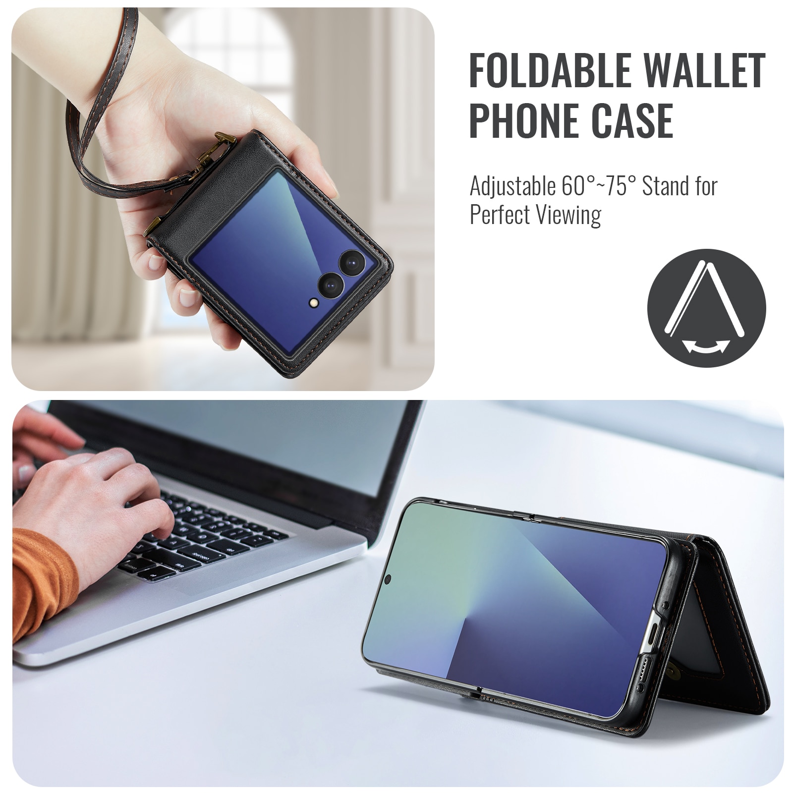 RFID blocking Tegnebog Cover Samsung Galaxy Z Flip 7 Sort