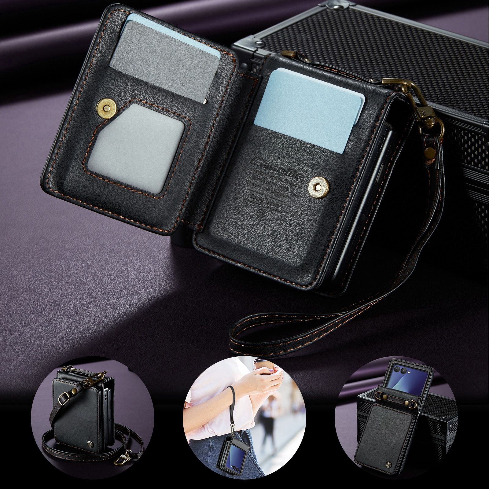RFID blocking Tegnebog Cover Samsung Galaxy Z Flip 7 Sort