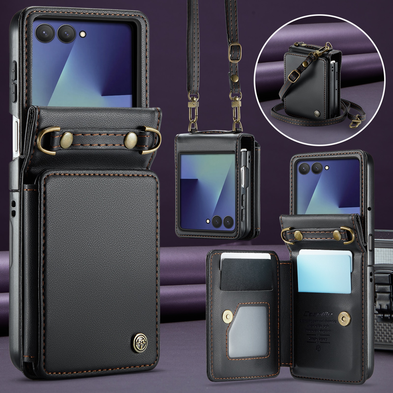 RFID blocking Tegnebog Cover Samsung Galaxy Z Flip 7 Sort