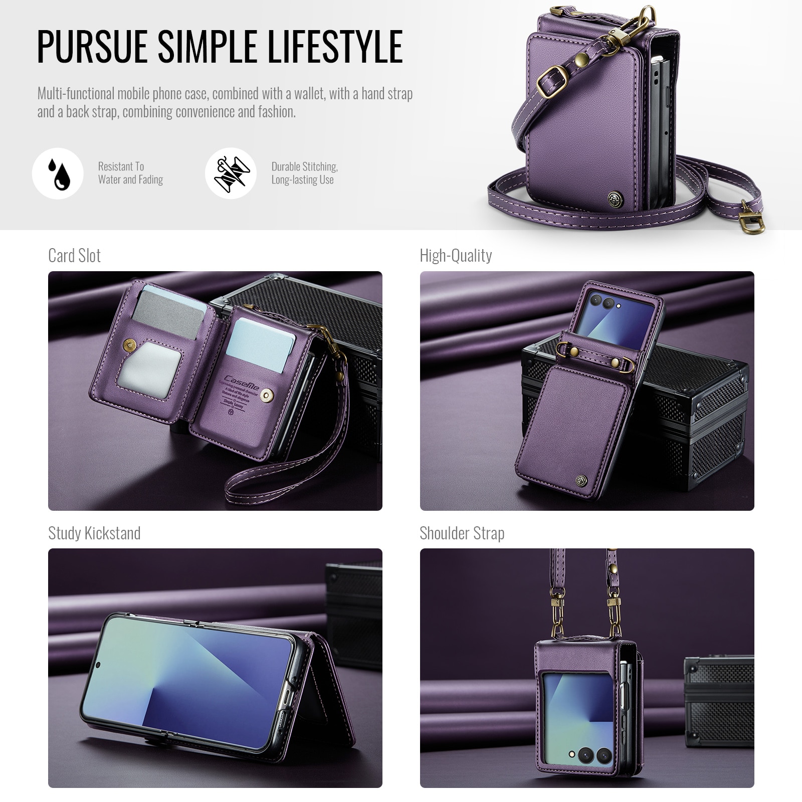 RFID blocking Tegnebog Cover Samsung Galaxy Z Flip 7 Lilla