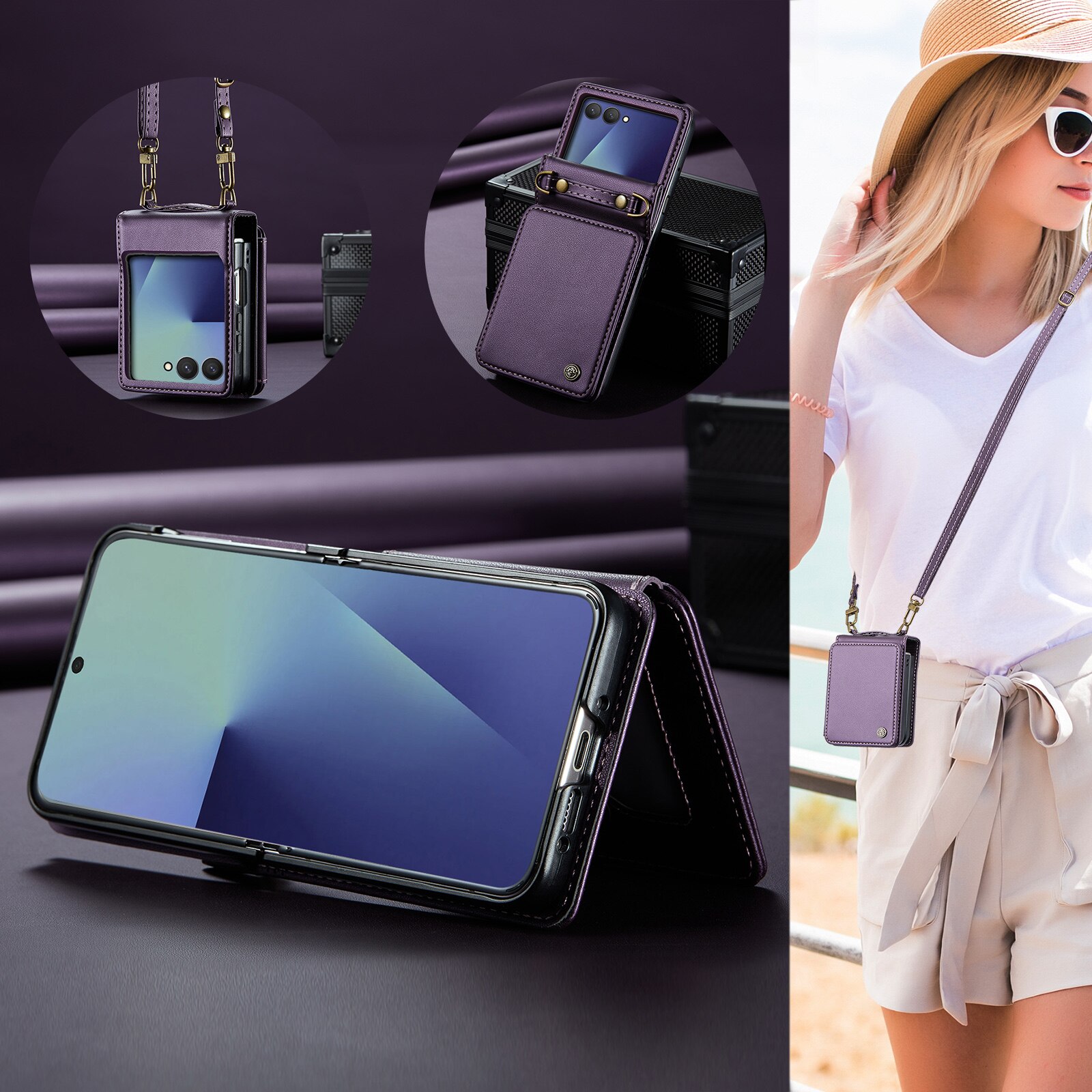 RFID blocking Tegnebog Cover Samsung Galaxy Z Flip 7 Lilla