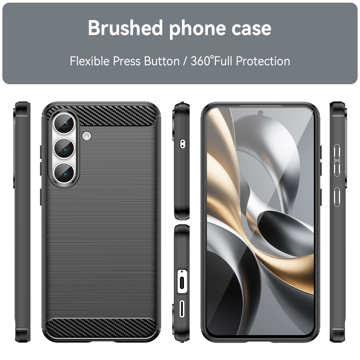 Samsung Galaxy S25 FE Cover TPU Brushed Sort