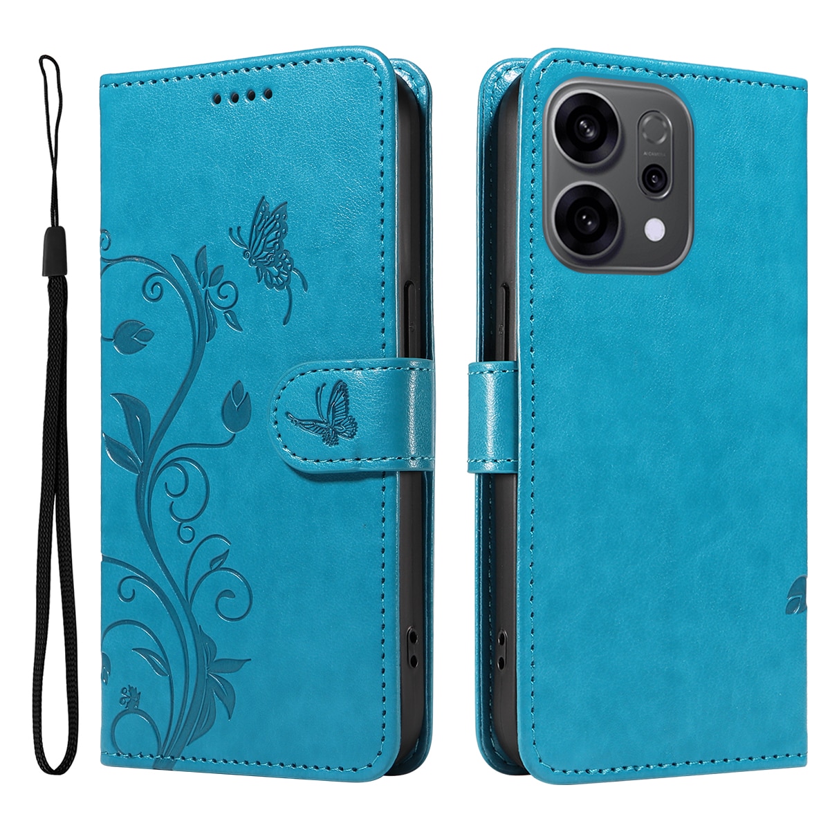 Læderetui Sommerfugle Oppo Reno 14 F Blå