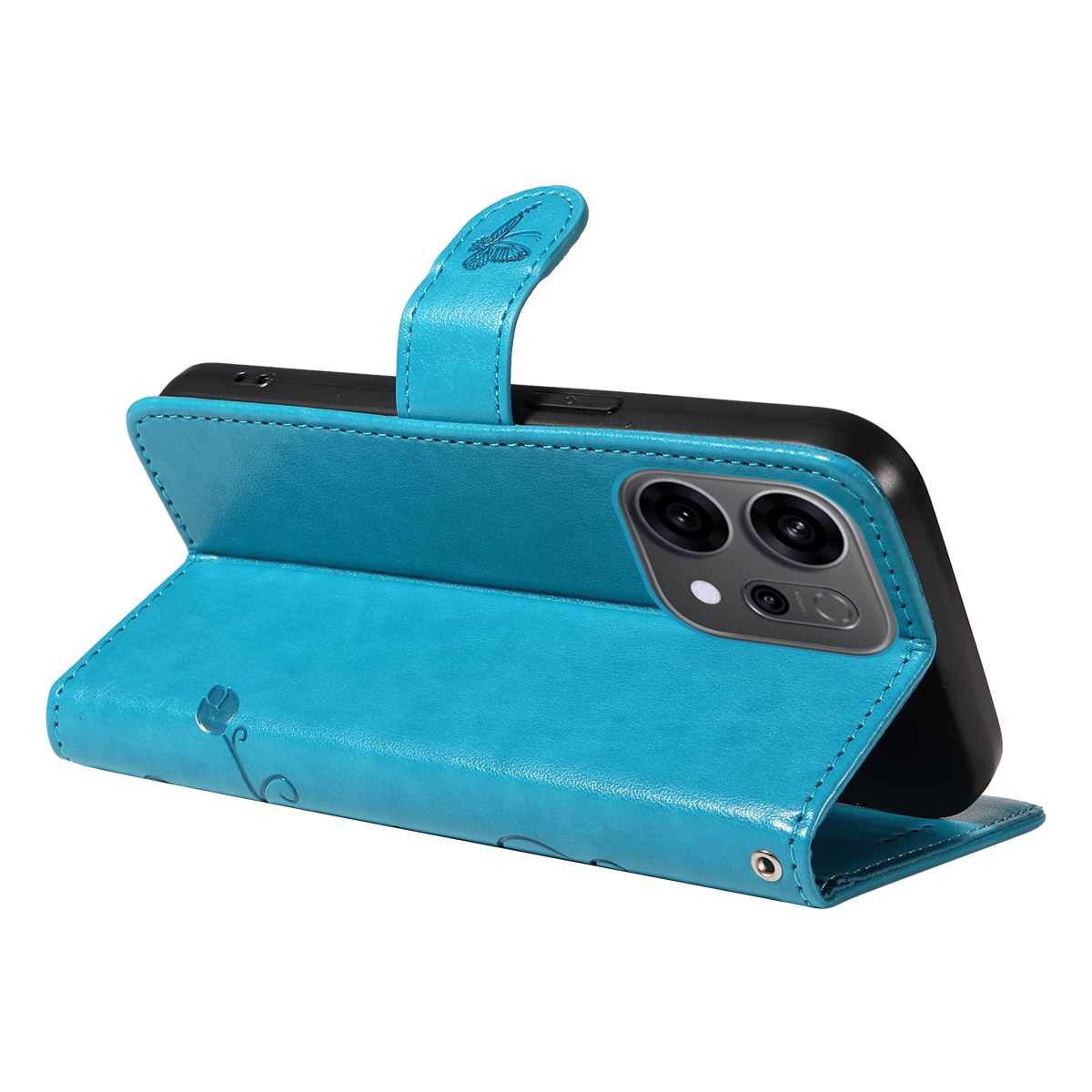 Læderetui Sommerfugle Oppo Reno 14 F Blå