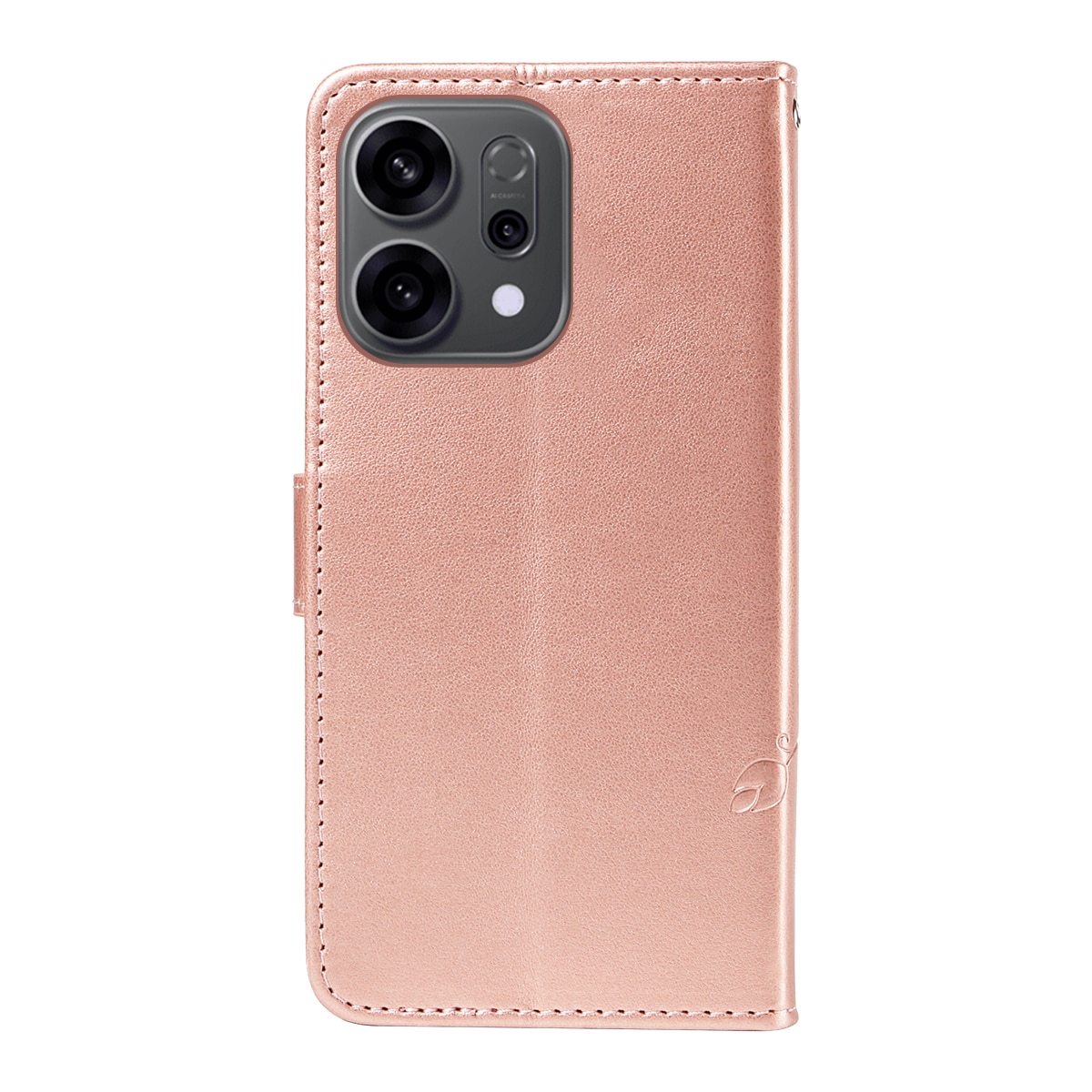 Læderetui Sommerfugle Oppo Reno 14 F Rose guld
