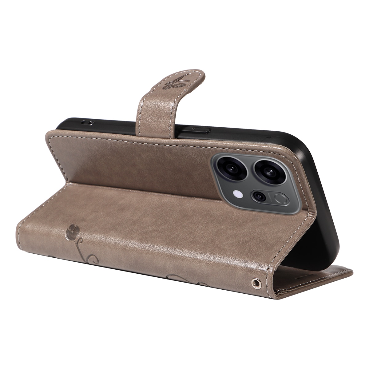 Læderetui Sommerfugle Oppo Reno 14 F Grå