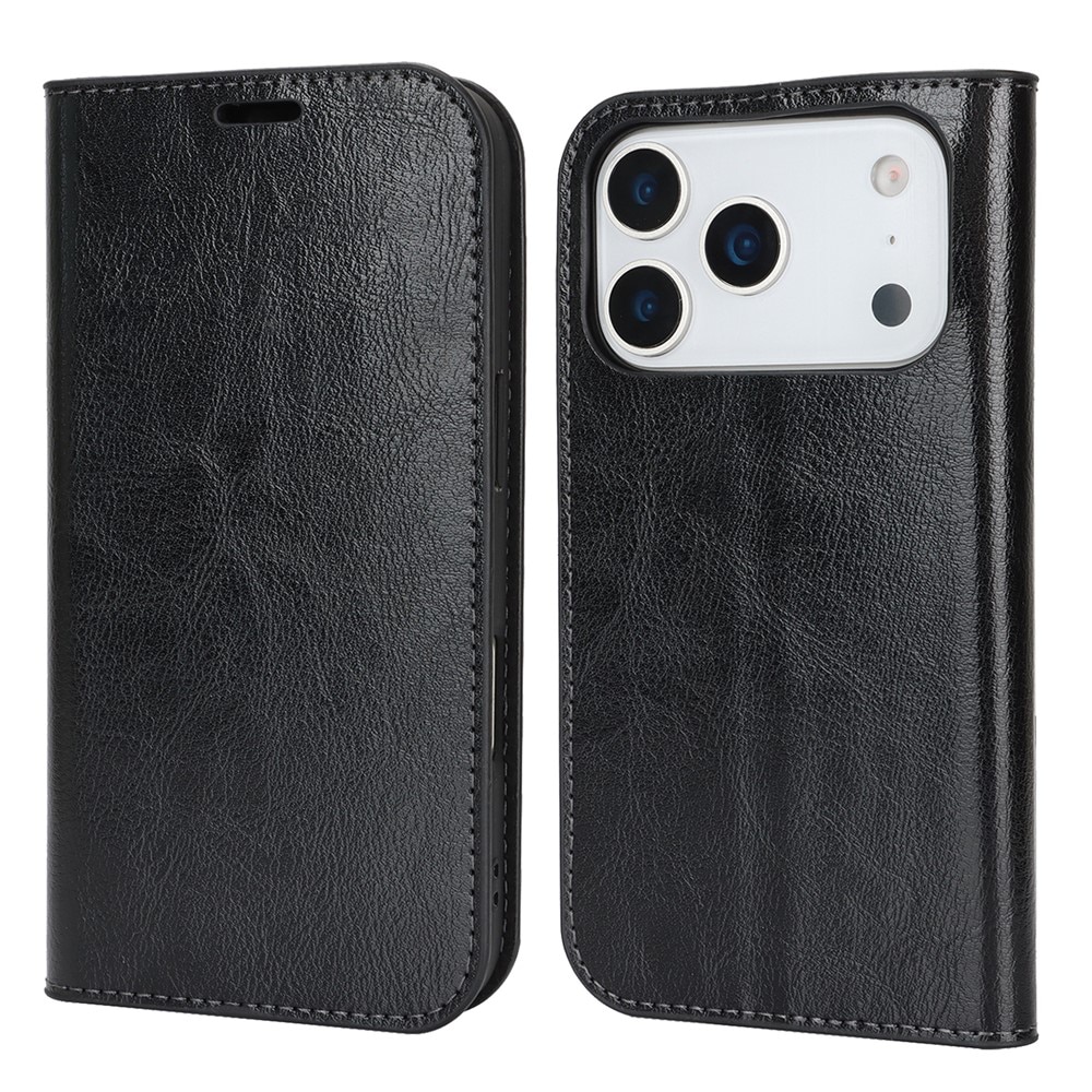 Mobiltaske Ægte Læder iPhone 17 Pro Sort