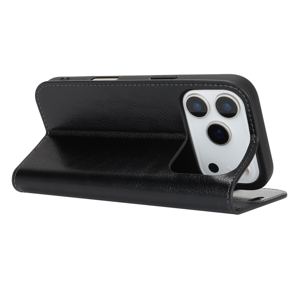 Mobiltaske Ægte Læder iPhone 17 Pro Sort