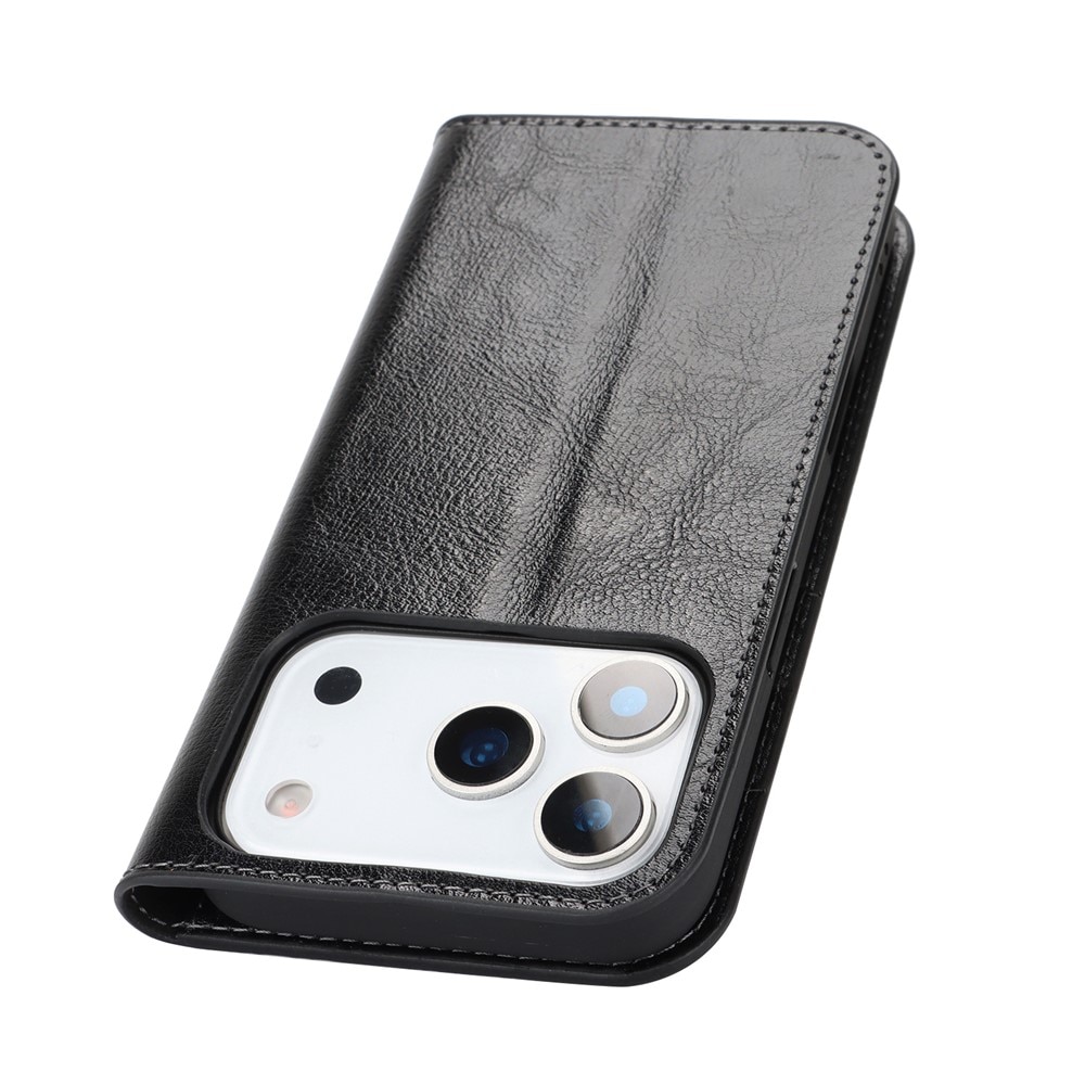 Mobiltaske Ægte Læder iPhone 17 Pro Sort