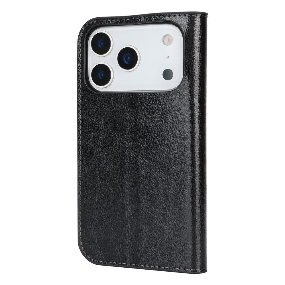 Mobiltaske Ægte Læder iPhone 17 Pro Sort