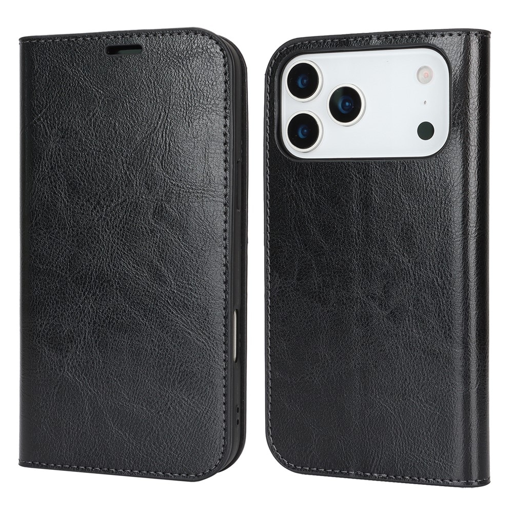 Mobiltaske Ægte Læder iPhone 17 Pro Max Sort