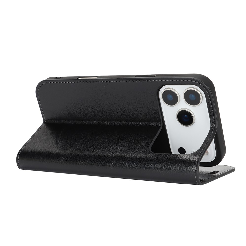 Mobiltaske Ægte Læder iPhone 17 Pro Max Sort