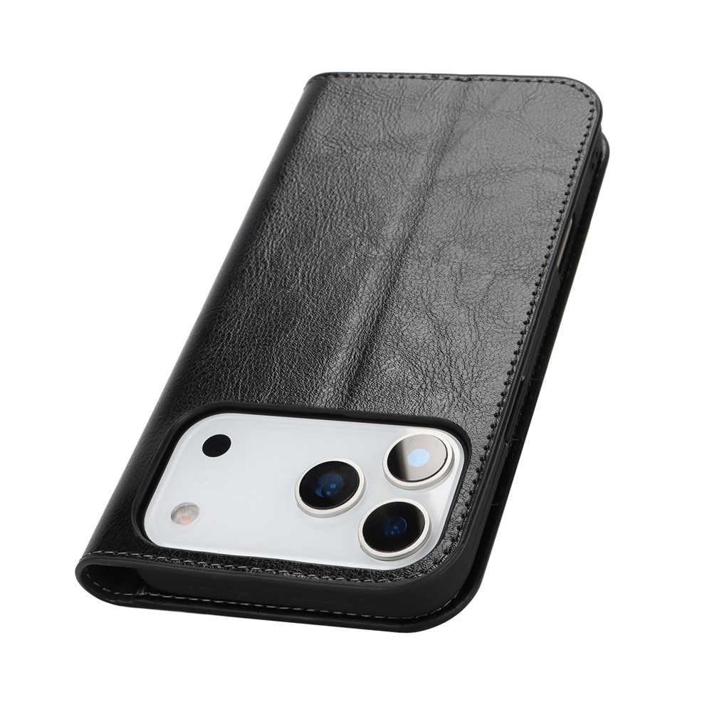 Mobiltaske Ægte Læder iPhone 17 Pro Max Sort