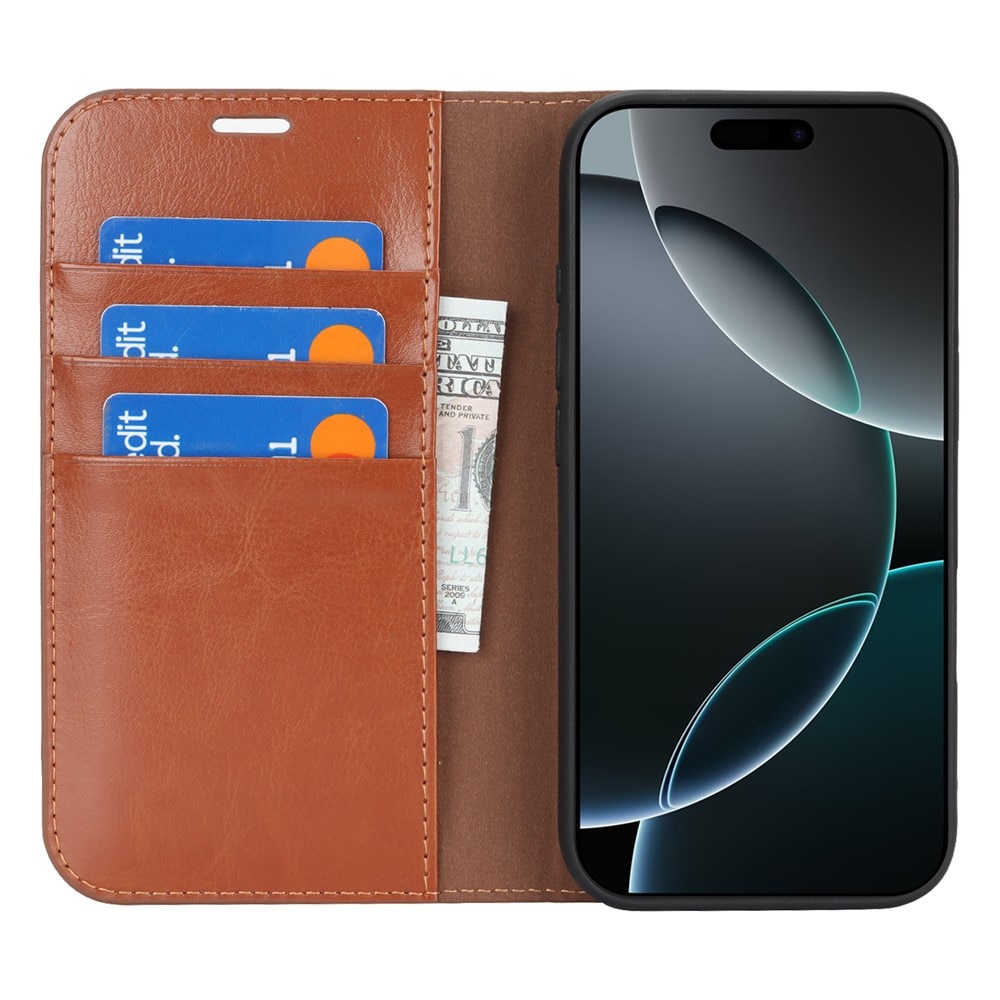 Mobiltaske Ægte Læder iPhone 17 Pro Max Brun