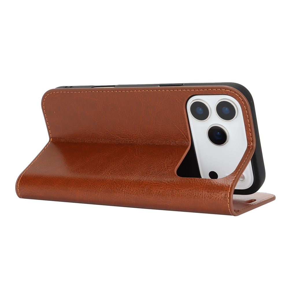 Mobiltaske Ægte Læder iPhone 17 Pro Max Brun
