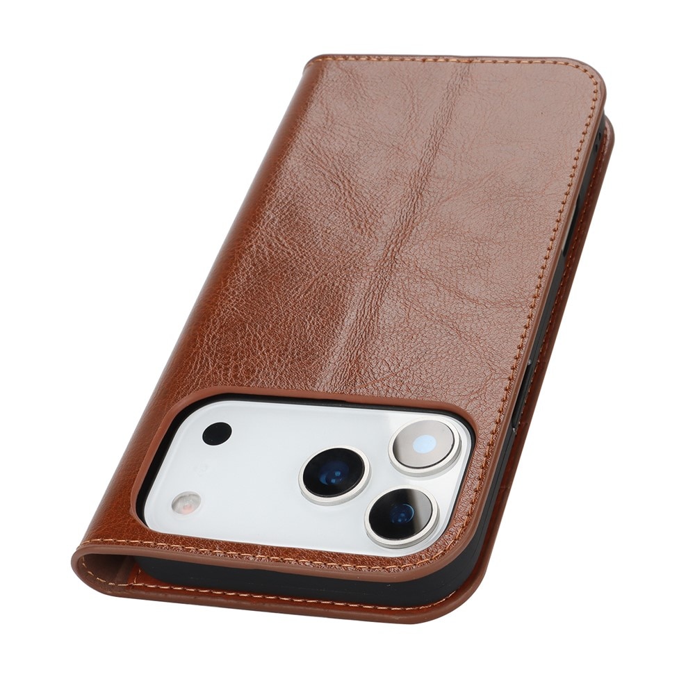 Mobiltaske Ægte Læder iPhone 17 Pro Max Brun