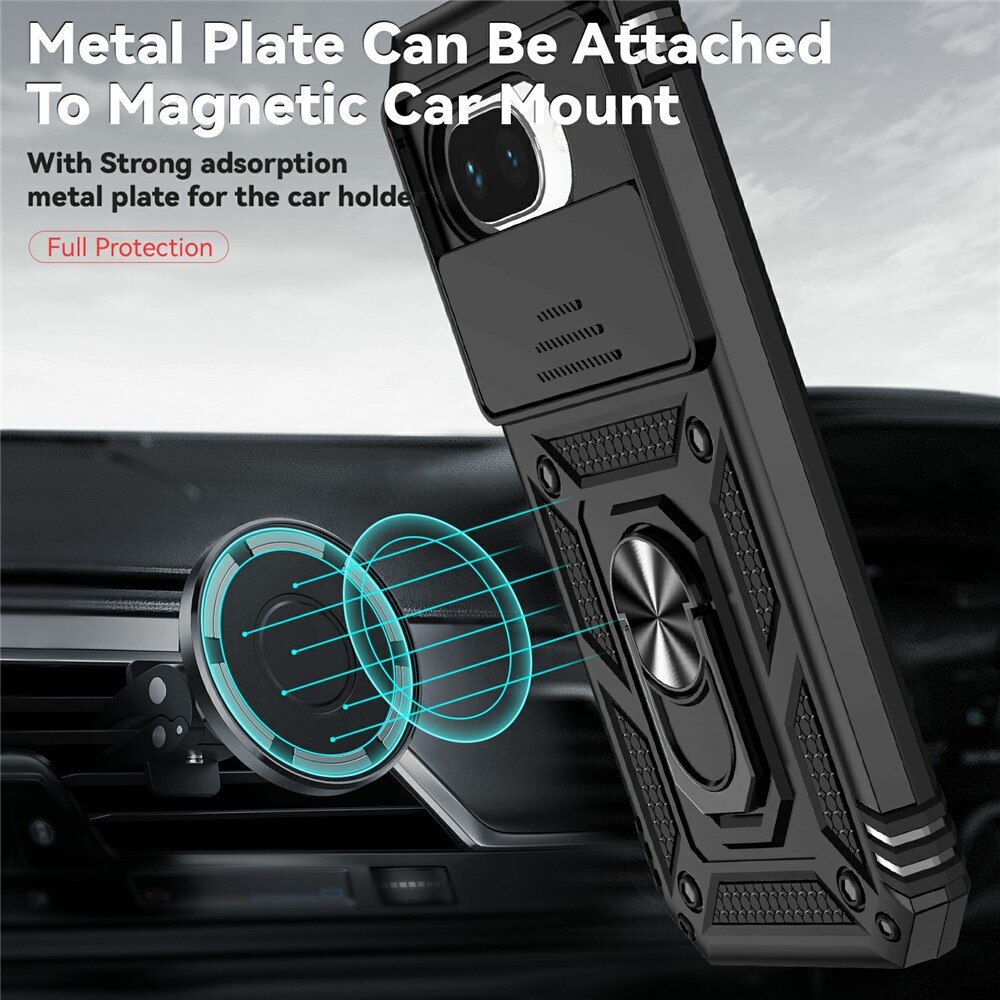 Hybridcover Ring + Kamerabeskyttelse Google Pixel 9a Sort