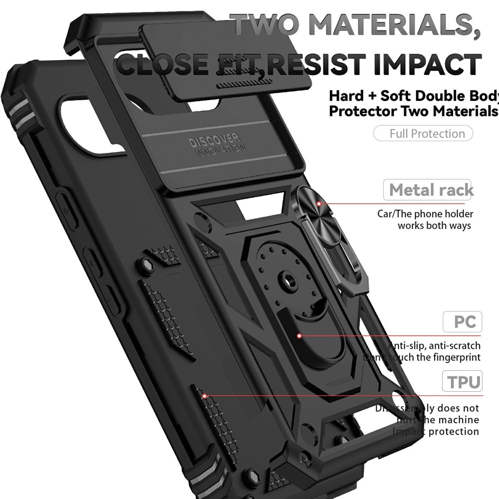 Hybridcover Ring + Kamerabeskyttelse Google Pixel 9a Sort