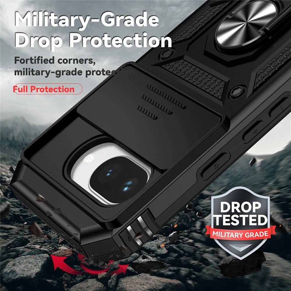 Hybridcover Ring + Kamerabeskyttelse Google Pixel 9a Sort