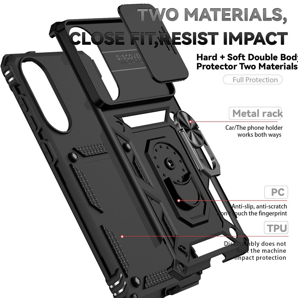 Hybridcover Ring + Kamerabeskyttelse Samsung Galaxy S25 Edge Sort