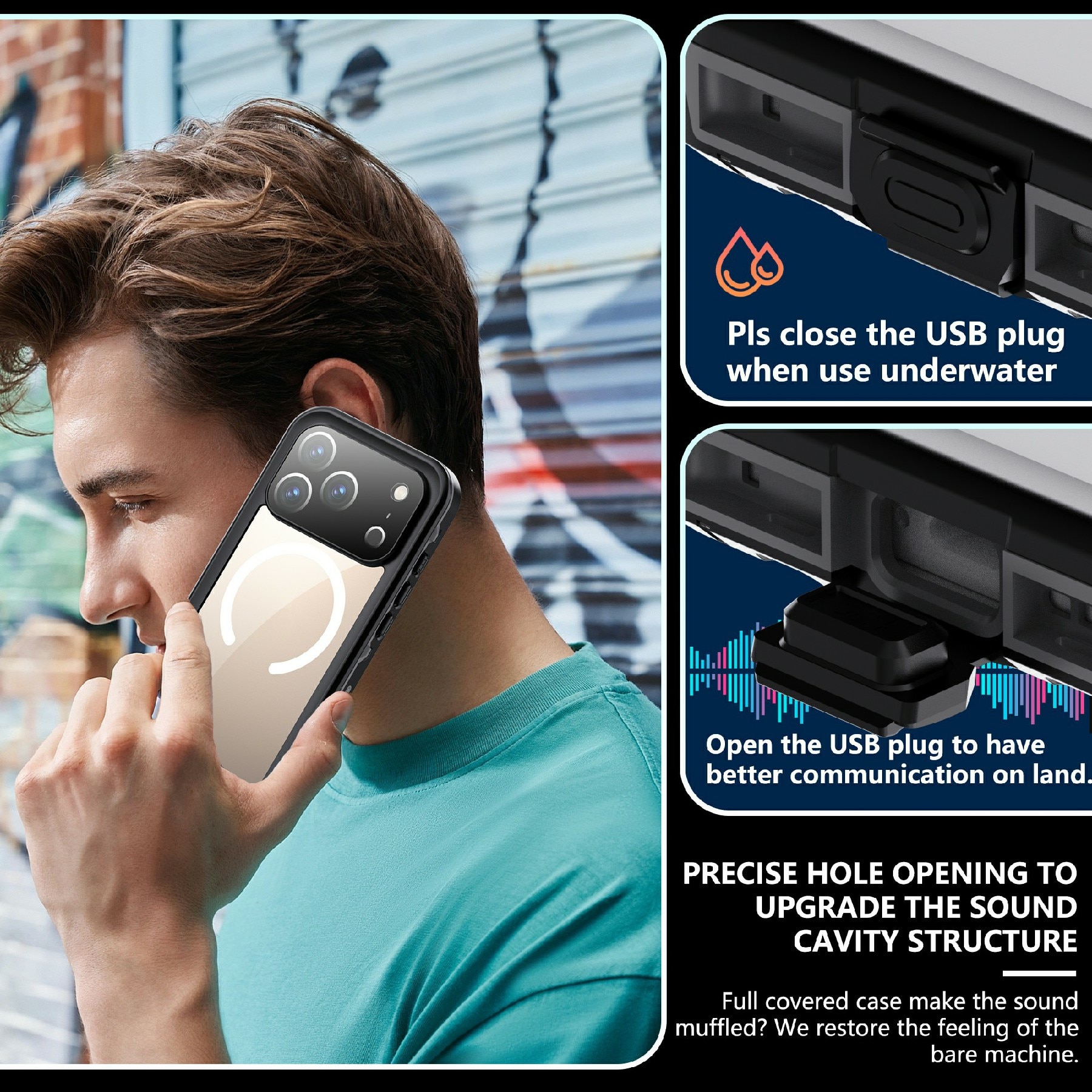 Vandtæt Cover iPhone 17 Pro gennemsigtig