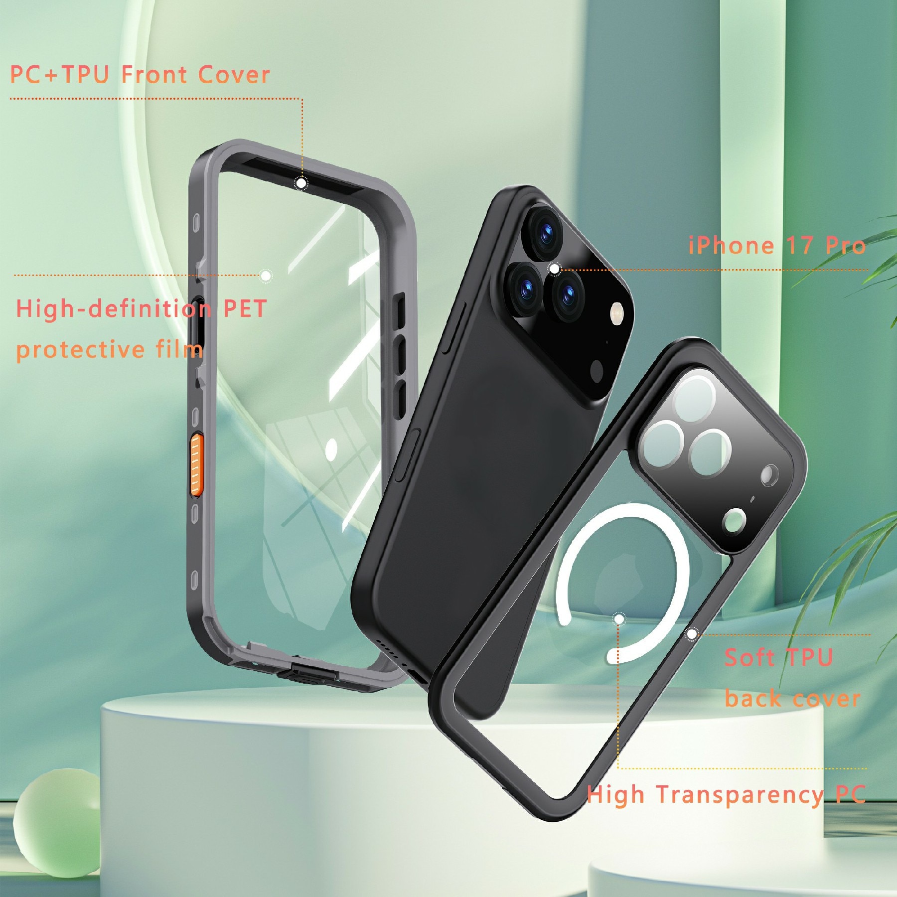 Vandtæt Cover iPhone 17 Pro gennemsigtig