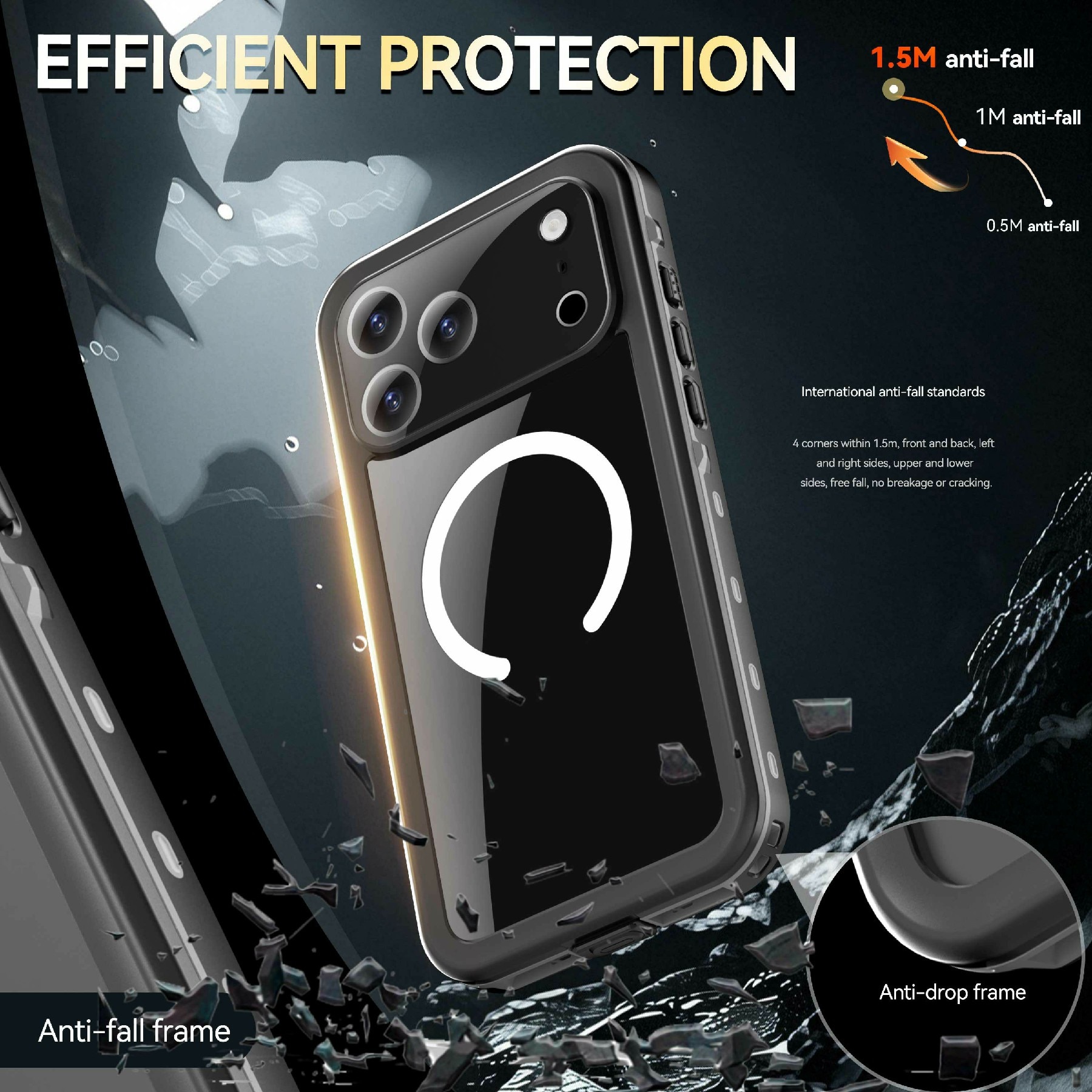 Vandtæt Cover iPhone 17 Pro Max gennemsigtig