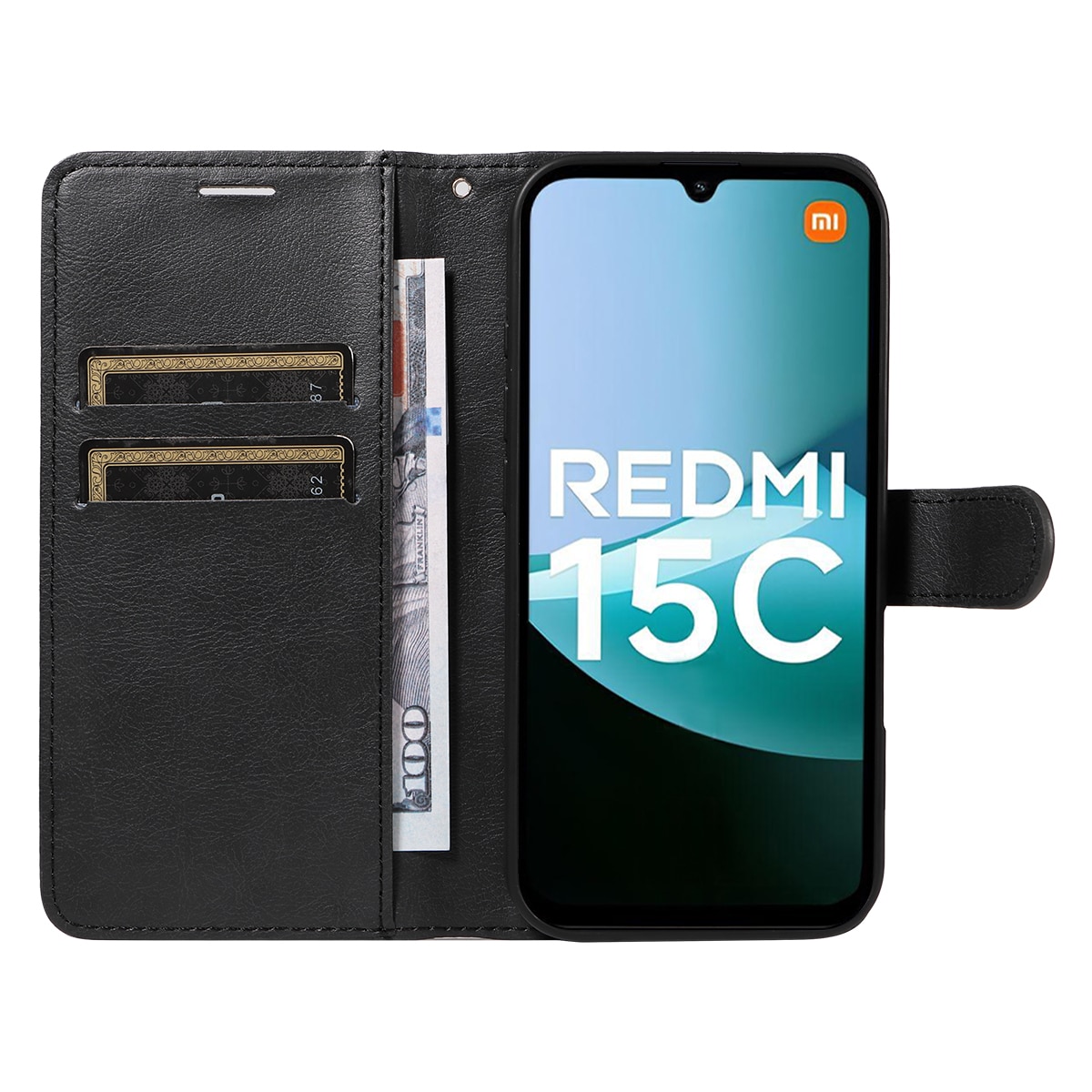 Tegnebogsetui Xiaomi Redmi 15C sort