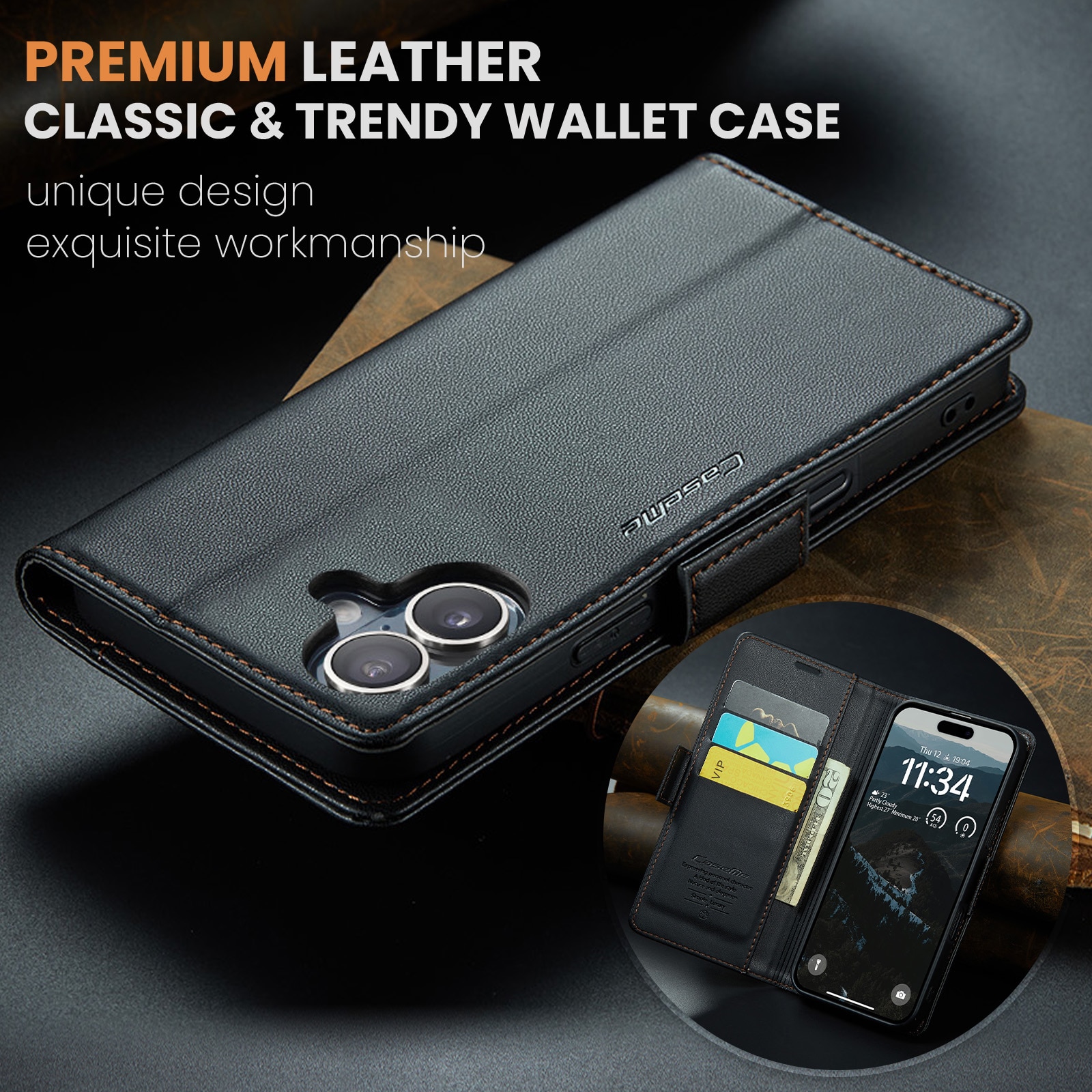 RFID blocking Slim Pung Etui iPhone 17 Sort