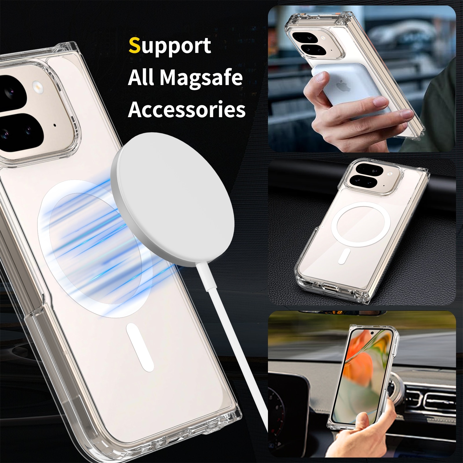 Hybridcover MagSafe Google Pixel 10 Pro Fold Gennemsigtig