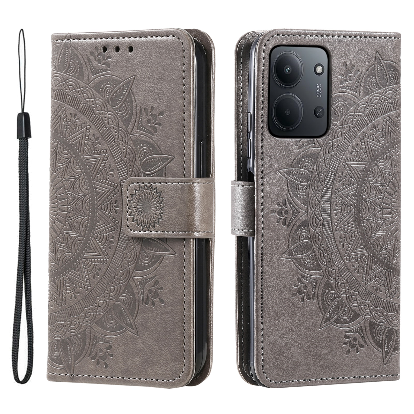 Læderetui Mandala Xiaomi Redmi 15C Grå
